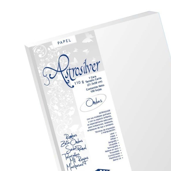 PAPEL ASTROSILVER CTA. 110G. 1C. ONDAS PAQUETE C100H.